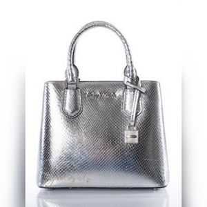 Michael Kors silver snake skin satchel handbag